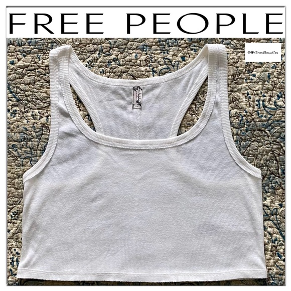 Soft White Free People Intimately Ribbed Razorback Crop Top - Picture 2 of 5